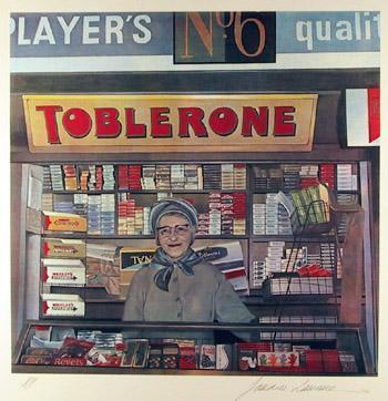 Lady Leicester Square (Newsagent's Shop) Lithograph | Sandra Lawrence,{{product.type}}