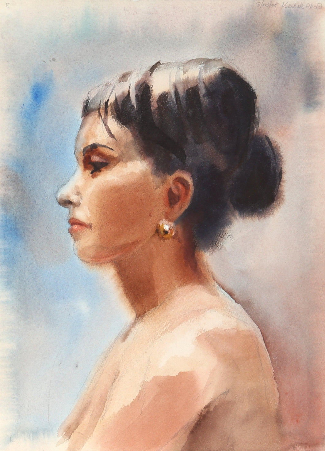 Lady's Profile (P5.74) Watercolor | Eve Nethercott,{{product.type}}