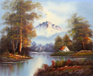 Lakeside Mountain Landscape with Cabin (10) Oil | Shumu Fu,{{product.type}}