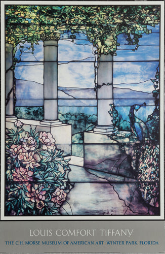 Landscape with Peacock and Peonies Poster | Louis Comfort Tiffany,{{product.type}}
