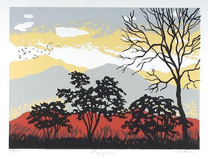 Landscape with Red Sky (124) Screenprint | Unknown Artist,{{product.type}}