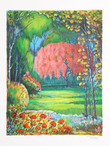 Landscape with Red Tree and Flowers Lithograph | Torres,{{product.type}}