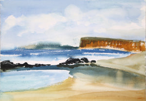 Landscape with Tide Pool Watercolor | Harold Wallerstein,{{product.type}}