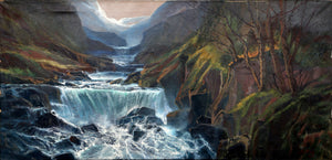 Landscape with Waterfall Oil | Unknown Artist,{{product.type}}