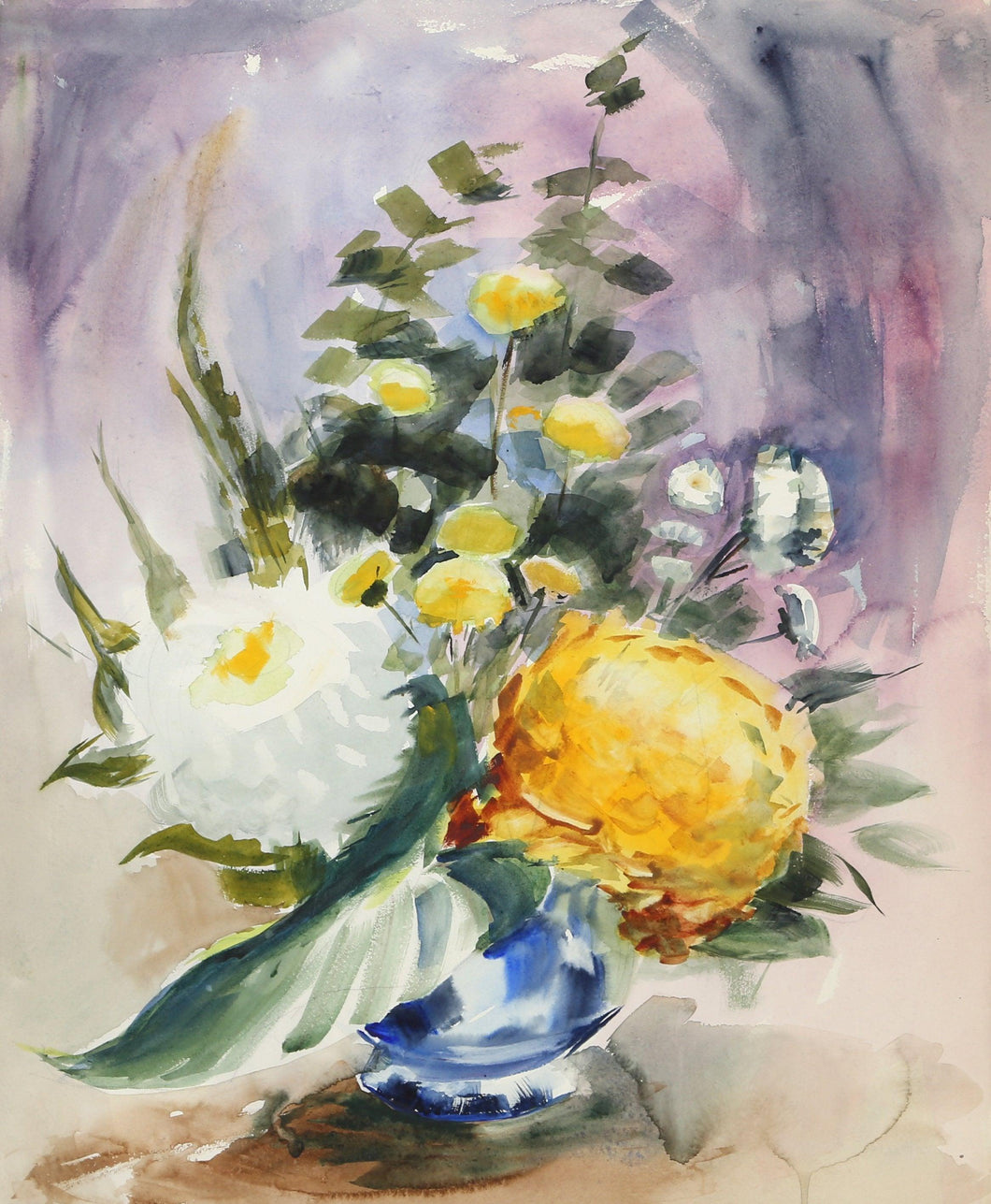 Large Flowers in Vase (P1.34) Watercolor | Eve Nethercott,{{product.type}}