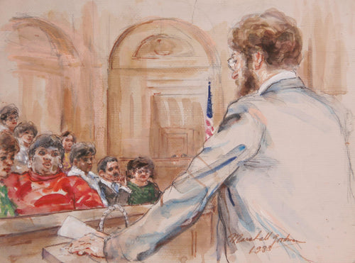 Lawyer Delivering Closing Argument to Jury (349) Watercolor | Marshall Goodman,{{product.type}}