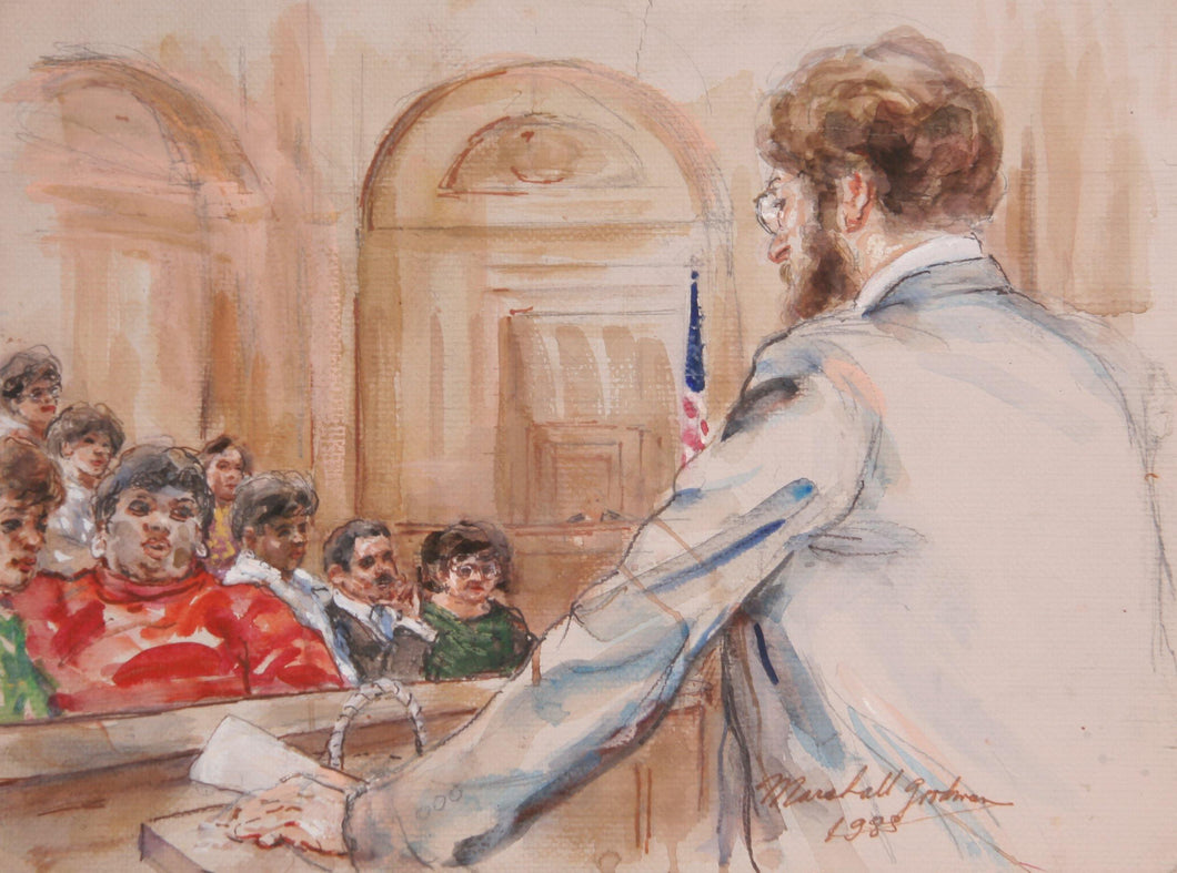 Lawyer Delivering Closing Argument to Jury (349) Watercolor | Marshall Goodman,{{product.type}}
