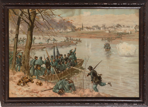 Laying the Pontoons at Fredericksburg lithograph | Thure de Thulstrup,{{product.type}}