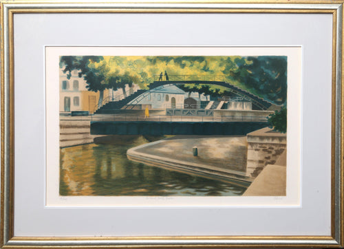 Le Canal Saint-Martin Lithograph | Laurent Marcel Salinas,{{product.type}}