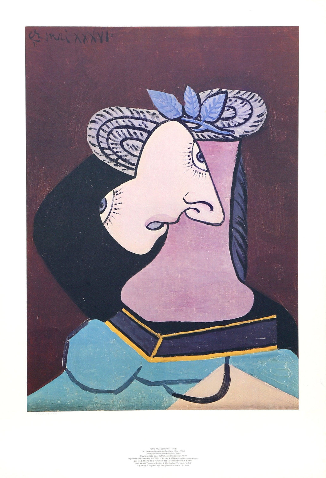 Le Chapeau de Paille au Feuilage Bleu Lithograph | Pablo Picasso,{{product.type}}