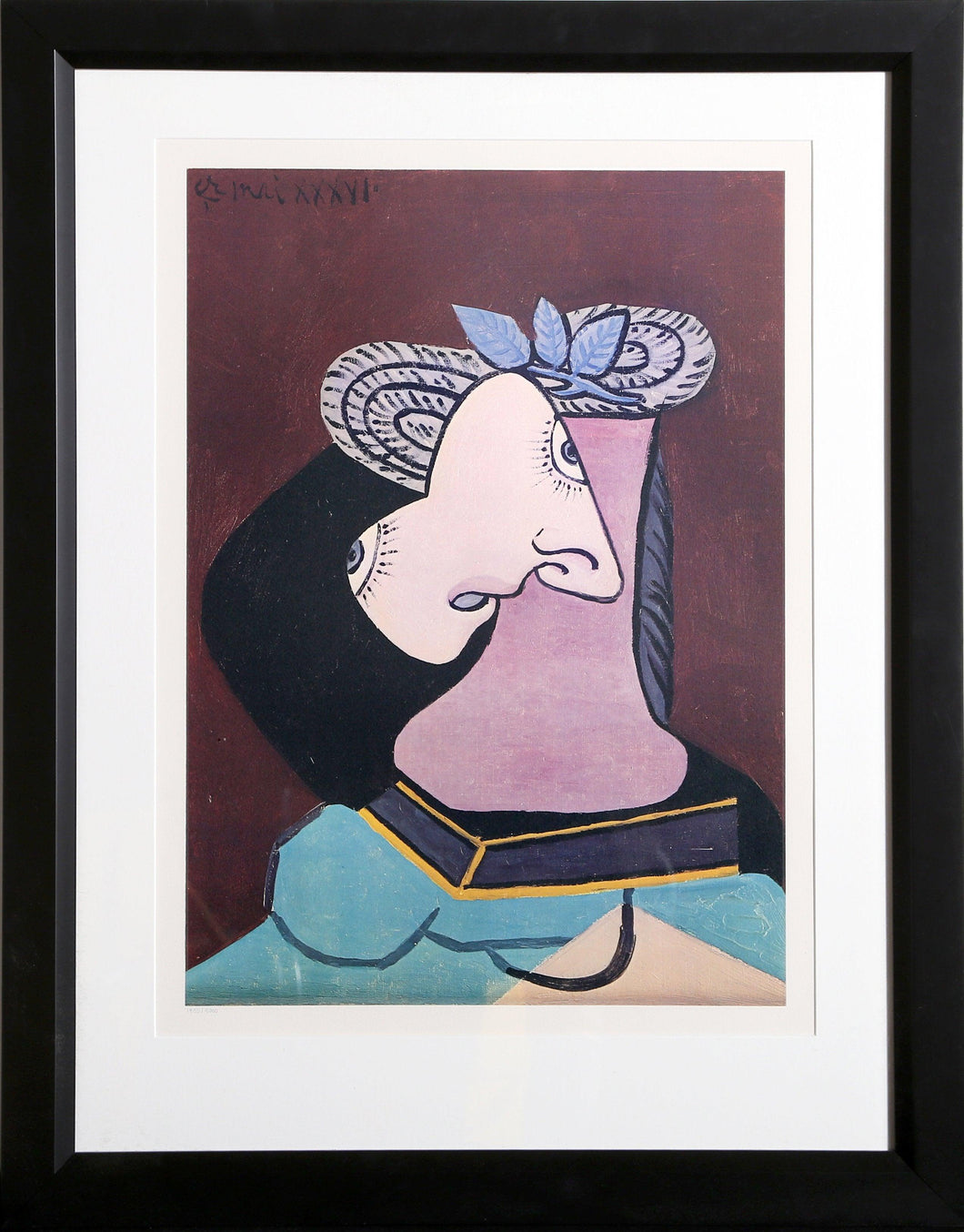 Le Chapeau de Paille au Feuillage Bleu Lithograph | Pablo Picasso,{{product.type}}