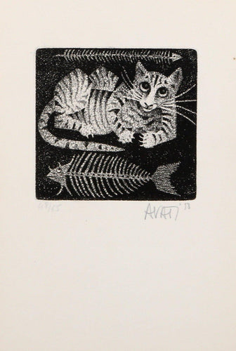 Le Chat et Le Poisson Etching | Mario Avati,{{product.type}}