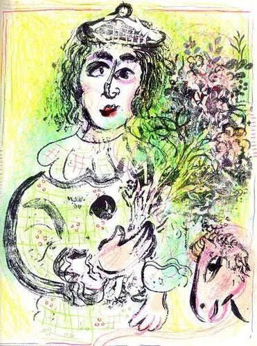 Le Clown Fleuri Lithograph | Marc Chagall,{{product.type}}