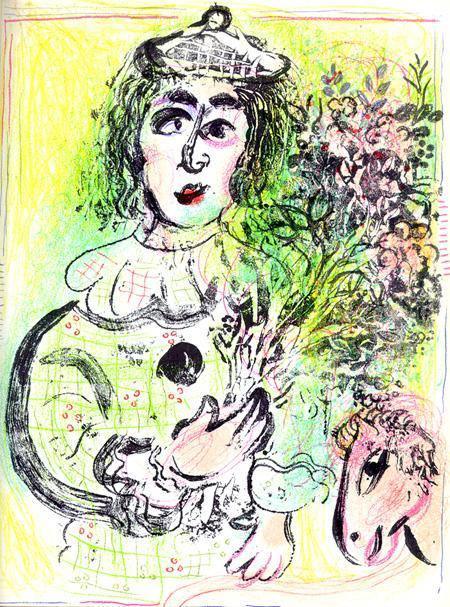 Le Clown Fleuri Lithograph | Marc Chagall,{{product.type}}