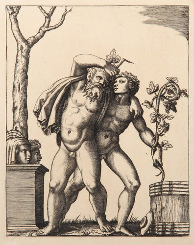 Le jeune et le vieux Bacchant Etching | Marcantonio Raimondi,{{product.type}}