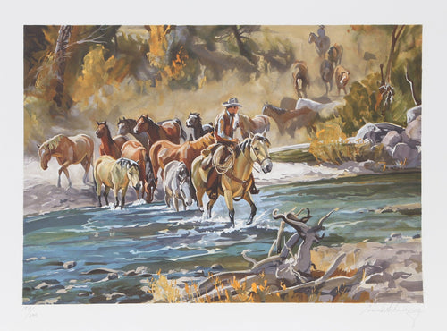 Leading 'em Home Lithograph | Conrad Schwiering,{{product.type}}