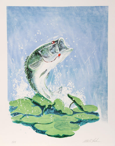 Leaping Lunker Lithograph | Allen Friedman,{{product.type}}