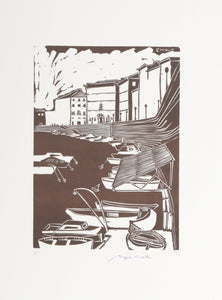 Leghorn Canal Woodcut | Biagio Civale,{{product.type}}