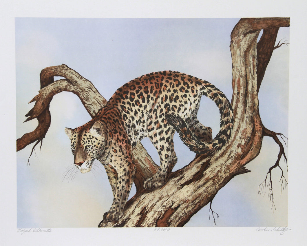 Leopard Silhouette Lithograph | Caroline Schultz,{{product.type}}
