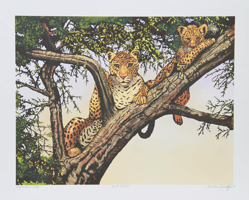 Leopards in Tree Lithograph | Caroline Schultz,{{product.type}}
