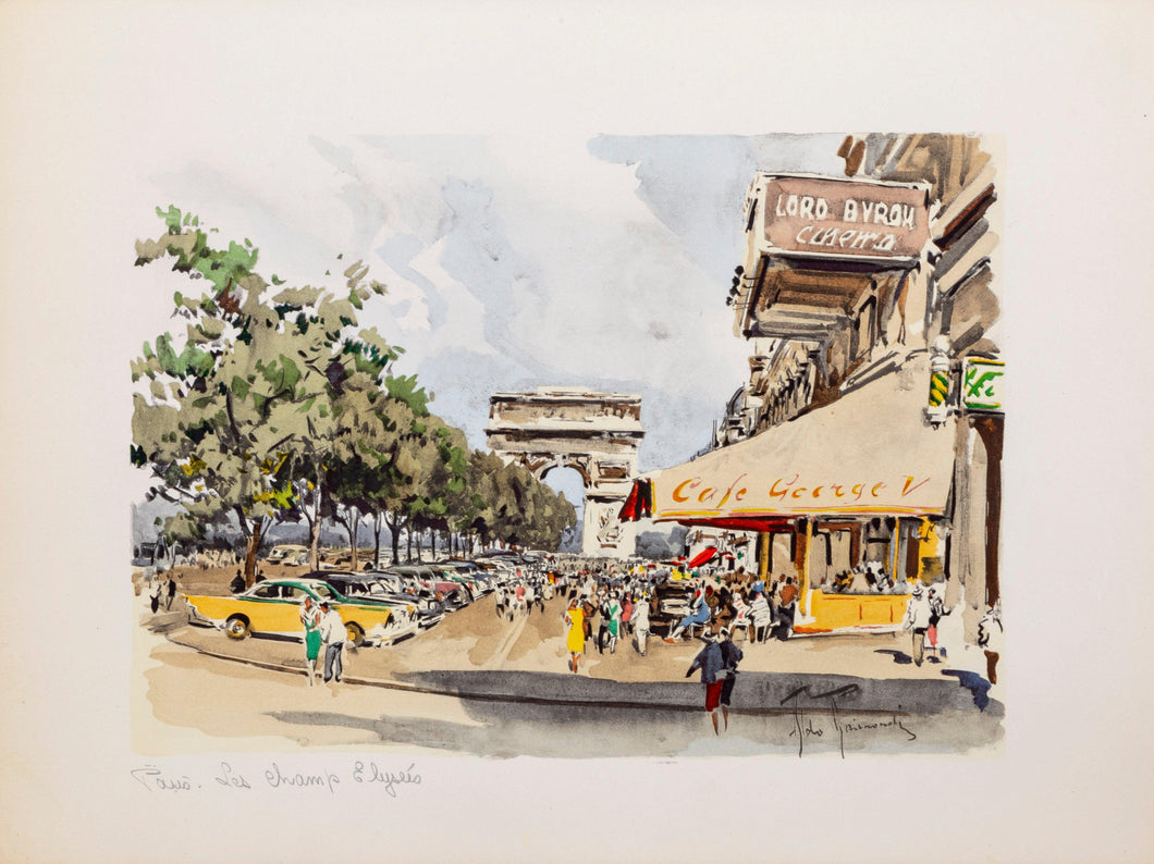Les Champs Elyses Watercolor | Aldo Raimondi,{{product.type}}