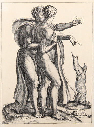 Les deux hommes nuds debout Etching | Marcantonio Raimondi,{{product.type}}