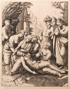Les Maries pleurant le corps mort de Jesus Christ Etching | Marcantonio Raimondi,{{product.type}}