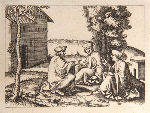 Les trois docteurs Etching | Marcantonio Raimondi,{{product.type}}
