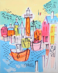 Lighthouse and Sailboat Docks Acrylic | Charles Cobelle,{{product.type}}