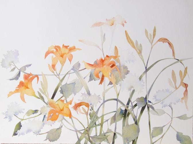 Lilies and Hydrangea Lithograph | Susan Headley van Campen,{{product.type}}