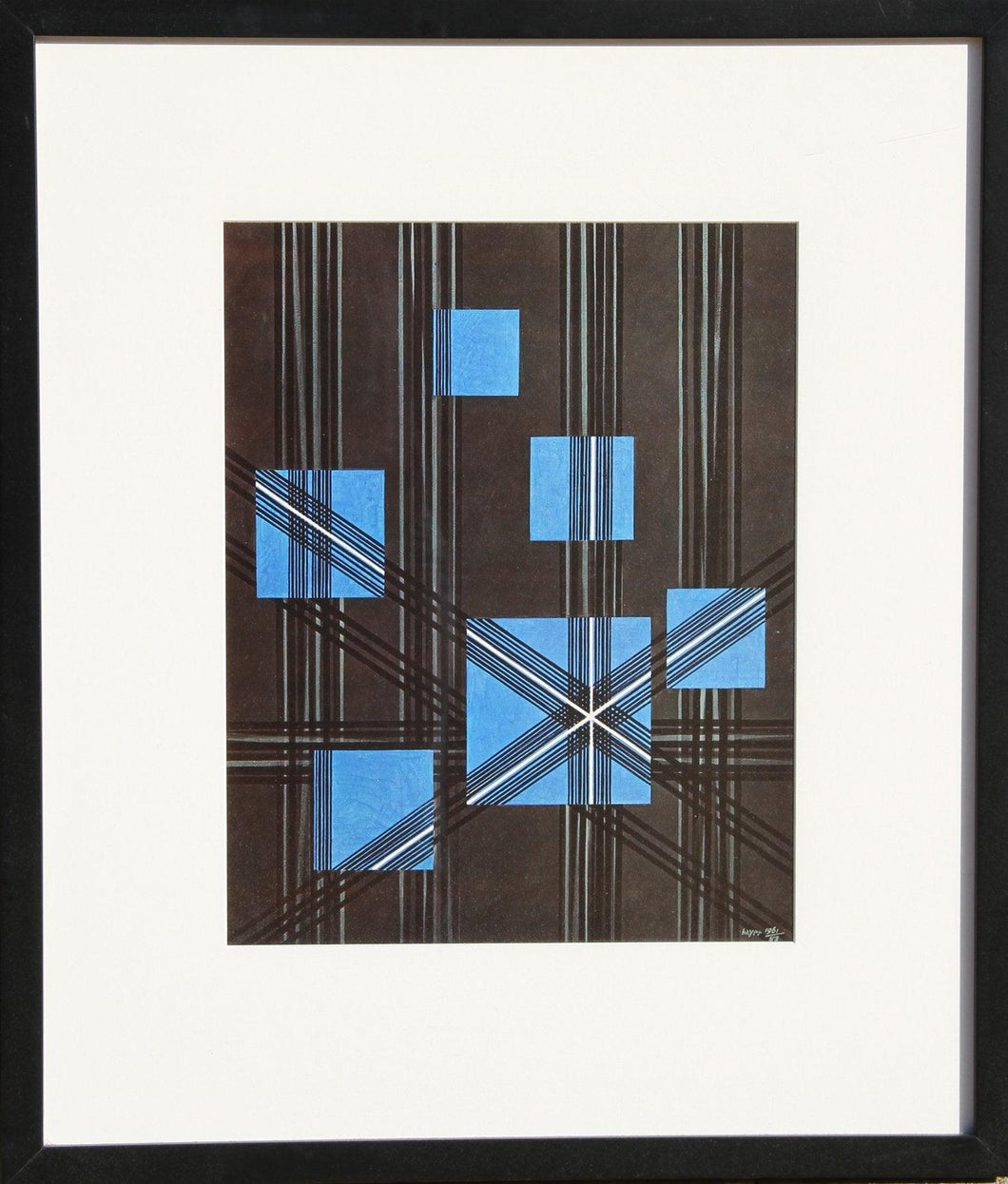 Linear Grey with Six Blue Squares Poster | Herbert Bayer,{{product.type}}