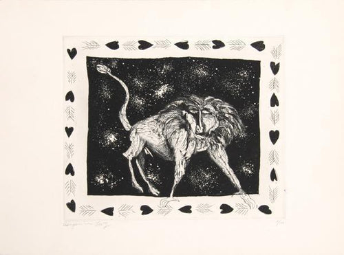 Lion Etching | Benjamin Levy,{{product.type}}