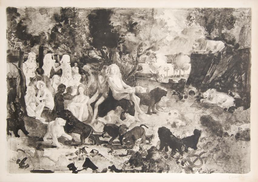 Lions and People Lithograph | Thomas Cornell,{{product.type}}
