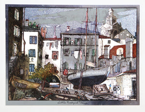 Little Boatyard Venice Mixed Media | Lionel Barrymore,{{product.type}}