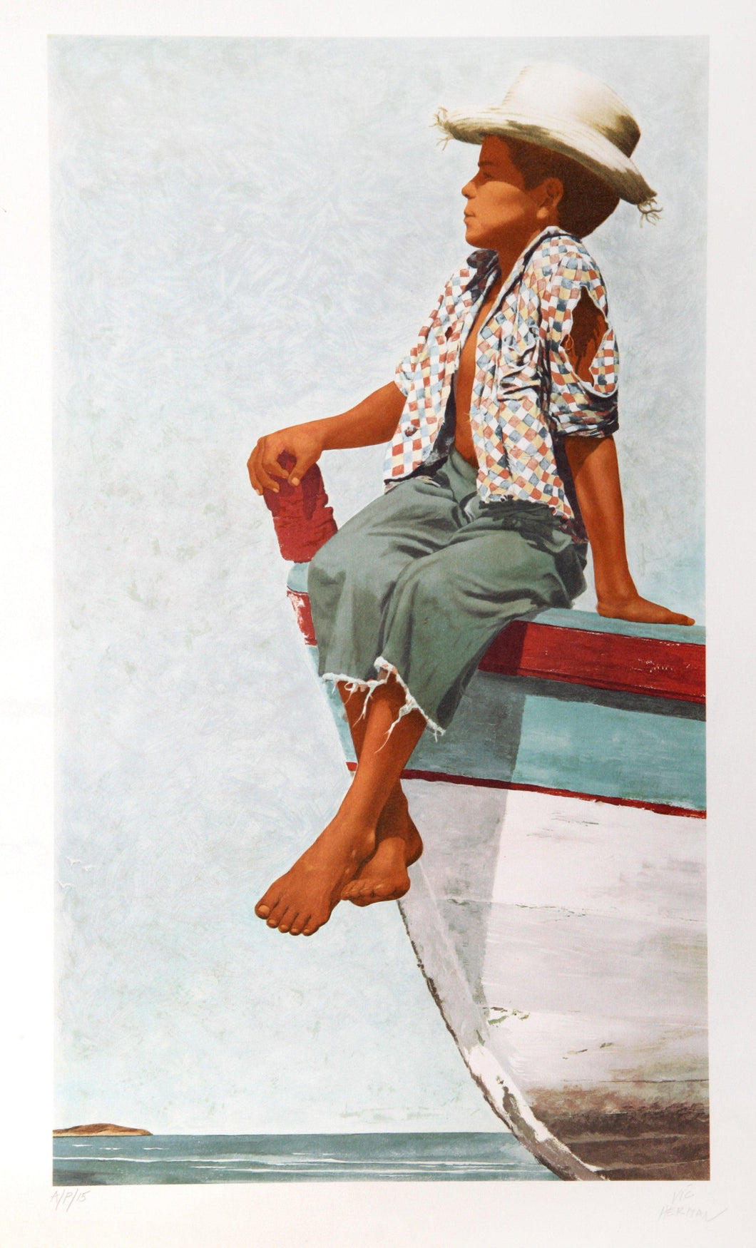 Little Fisherman from Boca del Rio Lithograph | Vic Herman,{{product.type}}