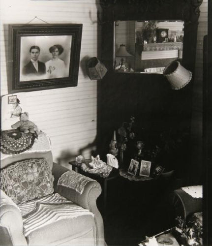 Living Room Chair and Mantel Black and White | Unknown Artist,{{product.type}}