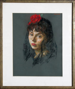 Lourdes with Red Rose Pastel | Thomas Strickland,{{product.type}}
