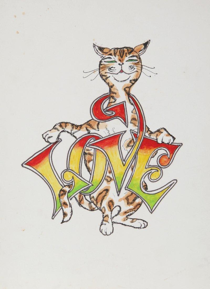 Love (Tabby Cat) Watercolor | Marshall Goodman,{{product.type}}