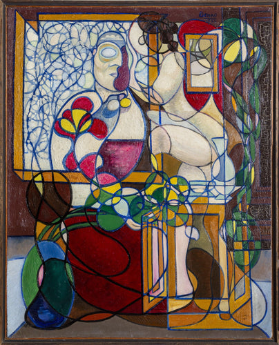 Lovers in the Living Room Oil | Benjamin Benno,{{product.type}}