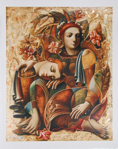 Lovers with Flowers Screenprint | Oleg Zhivetin,{{product.type}}