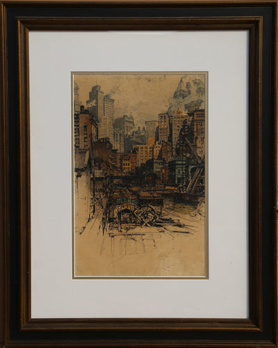 Lower Manhattan Dock Etching | Luigi Kasimir,{{product.type}}