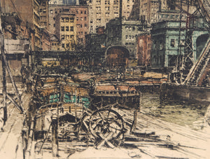 Lower Manhattan Dock Etching | Luigi Kasimir,{{product.type}}
