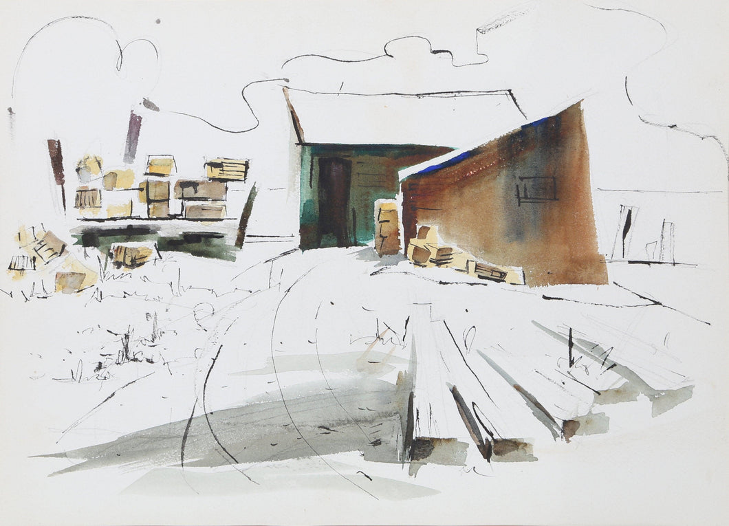 Lumber Yard Study (P2.56) Watercolor | Eve Nethercott,{{product.type}}