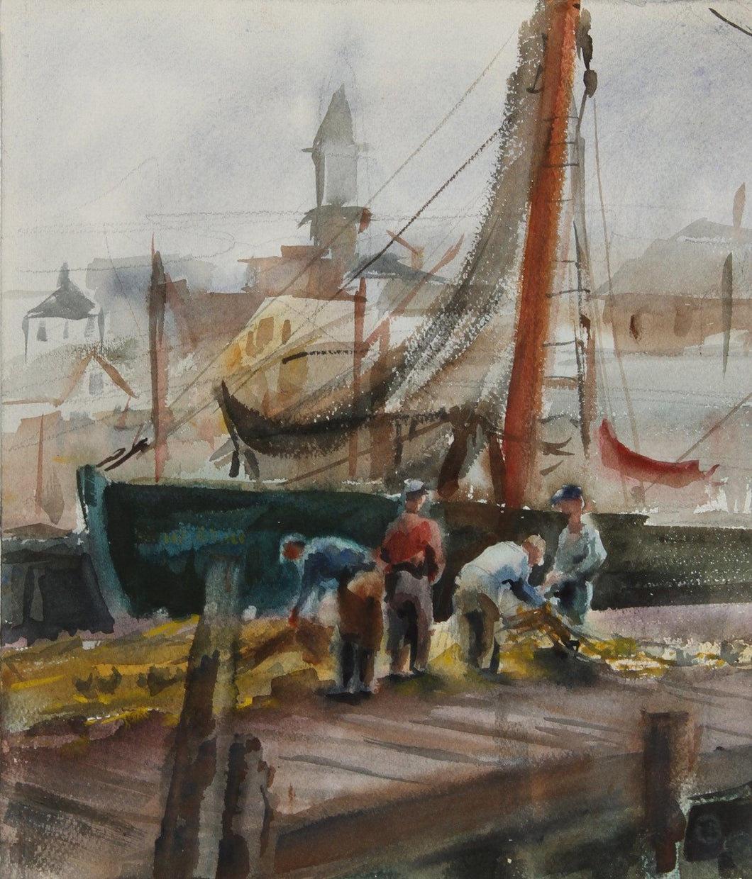 Maine Fishermen (39) Watercolor | Eve Nethercott,{{product.type}}