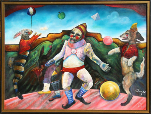 Malabarista Haciendo su Acto Sobre un Helado de Fresa Oil | Alejandro Colunga,{{product.type}}