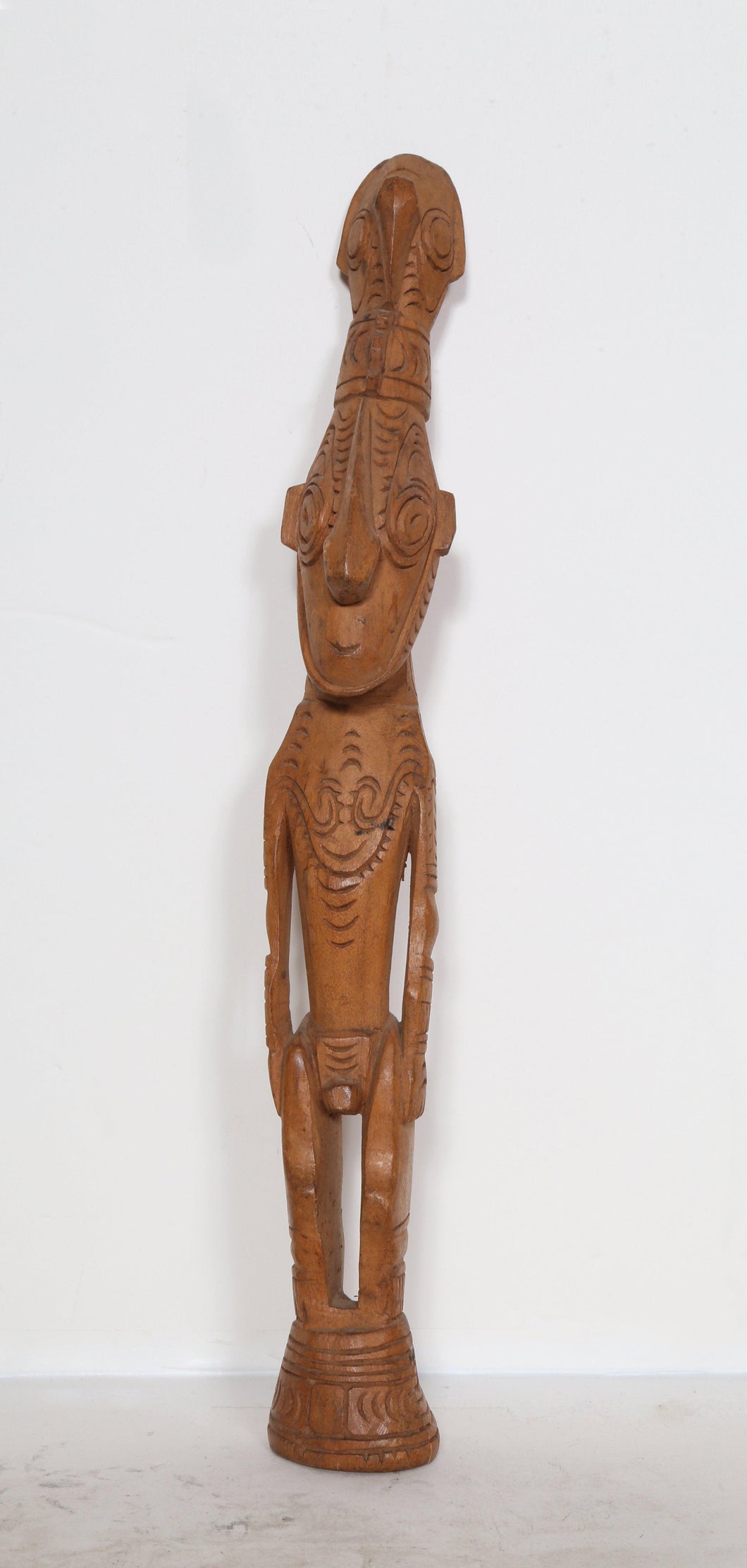 Male Nude Figure with Bird Detail on Head Wood | African or Oceanic Objects,{{product.type}}