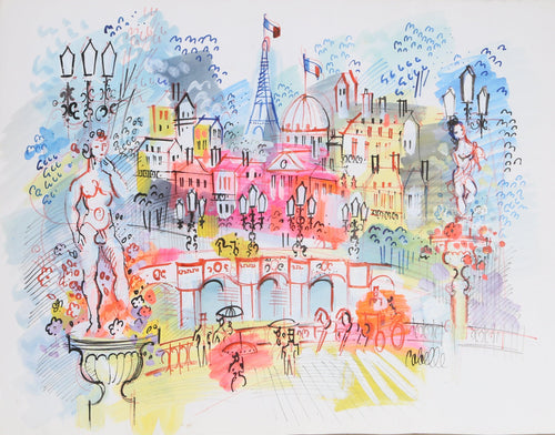 Male Sculpture with Eiffel Tower in Paris Cityscape Acrylic | Charles Cobelle,{{product.type}}