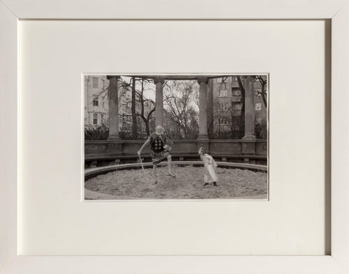 Man and Child Playing Black and White | Unknown Artist,{{product.type}}