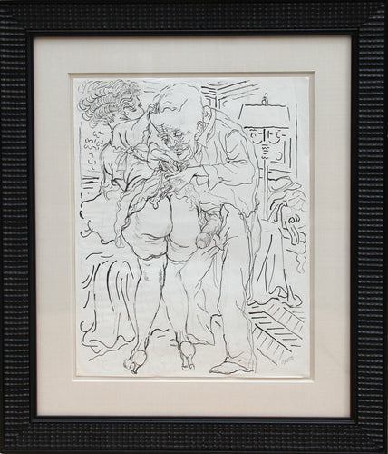 Man and Woman with Lamp (Erotic) Ink | George Grosz,{{product.type}}