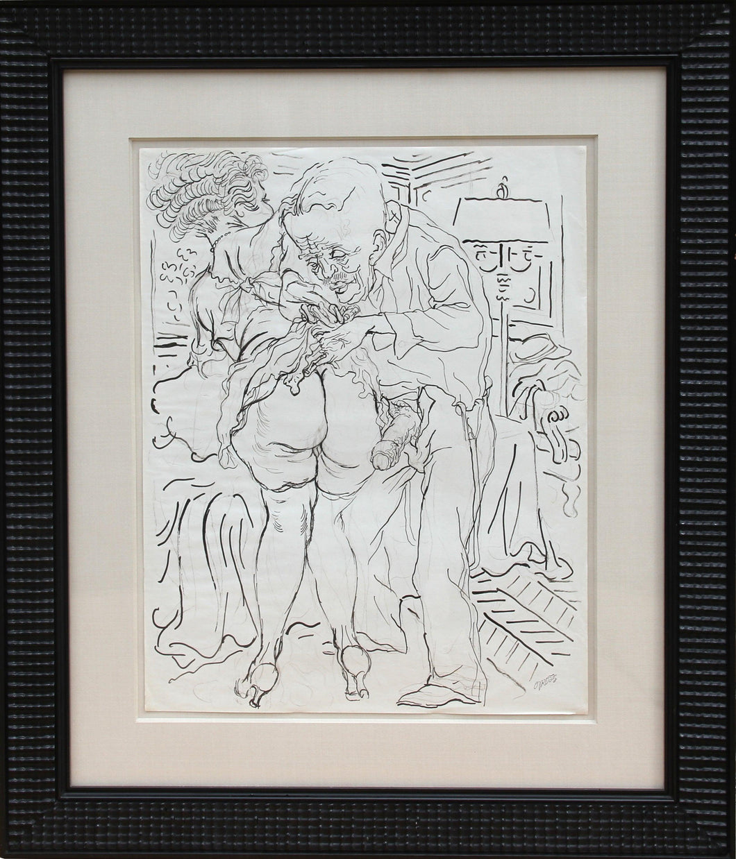 Man and Woman with Lamp (Erotic) Ink | George Grosz,{{product.type}}